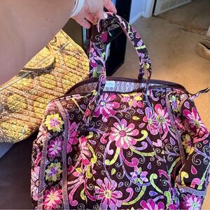 Vera Bradley Pink and Green Floral Large Weekend Travel Bag